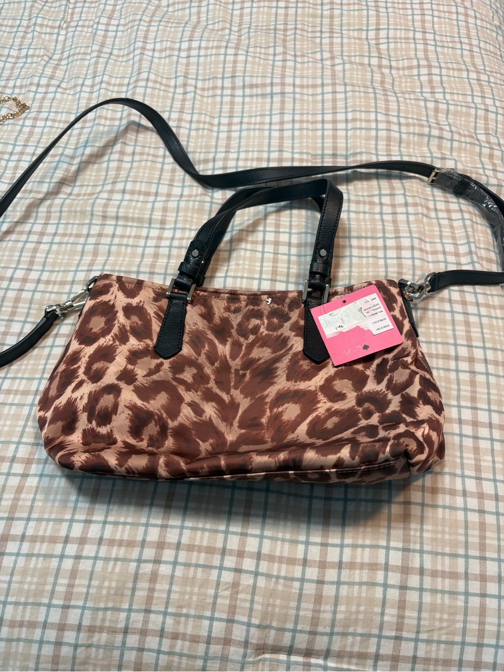 Kate Spade New York Leopard Print Satchel Tote Shoulder Bag Brown Black NWT